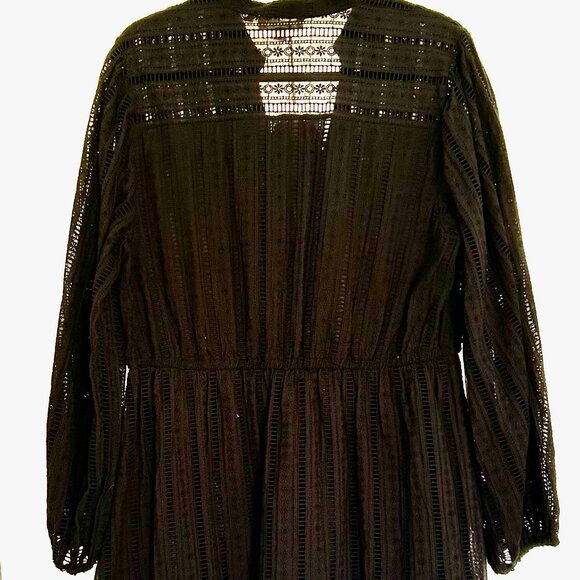 Forever That Girl Anthropologie Eyelet Black Dress Size XL Boho Chic - Picture 6 of 10